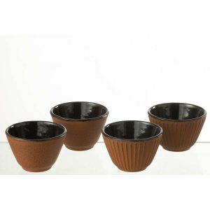 BOX OF 2 TEA CUP METAL BROWN ASSORTMENT 2