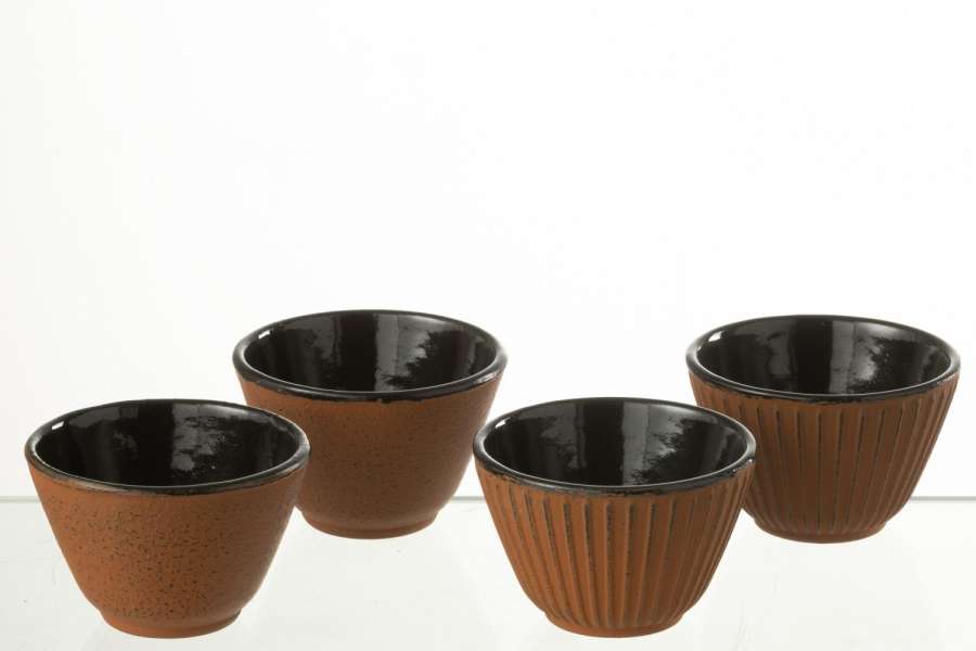 BOX OF 2 TEA CUP METAL BROWN ASSORTMENT 2