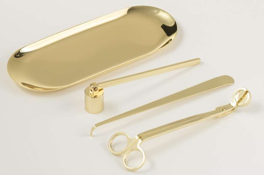 CANDLE SNUFFER CANDLE KIT IRON GOLD COLORED