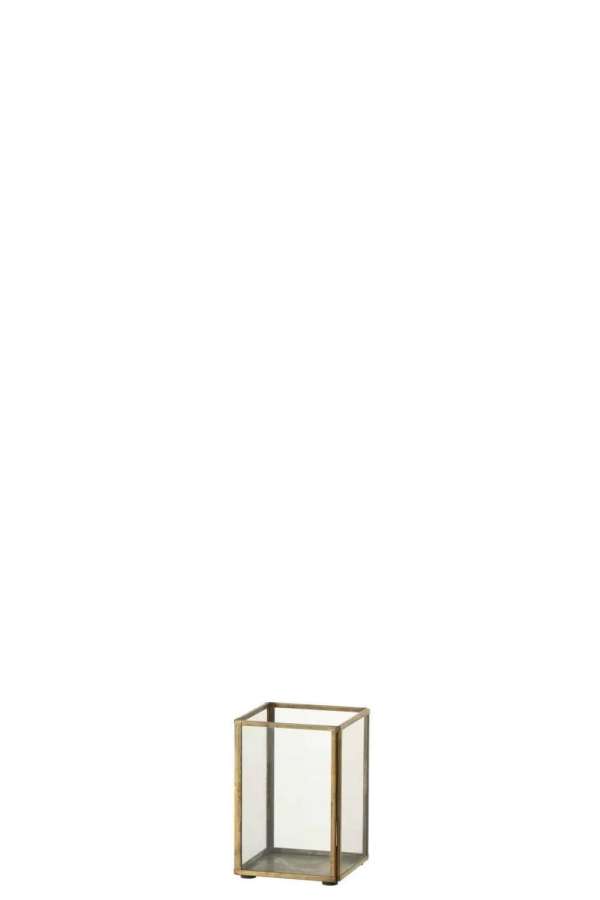 CANDLEHOLDER GLASS/METAL BRONZE SMALL