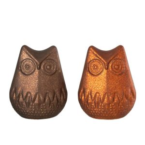 OWL LED GLASS DARK BROWN/RUST BROWN ASSORTMENT OF 2