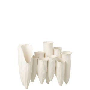 VASE SOLIFLORE 	HELIX CYLINDER CERAMIC WHITE