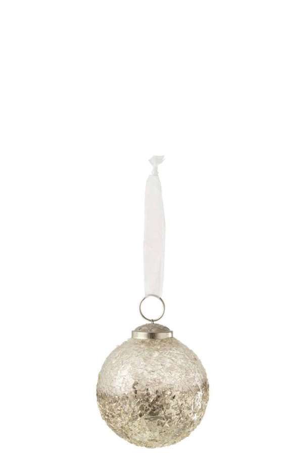 XMAS BAUBLE BROKEN GLASS SILVER SMALL