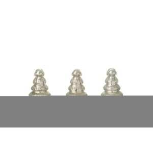 BOX OF 3 TREE LED RIBBED GLASS SILVER COLORED