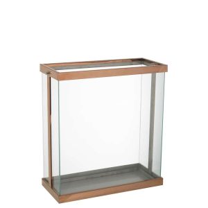 LANTERN RECTANGULAR ENMA IRON/GLASS COPPER LARGE