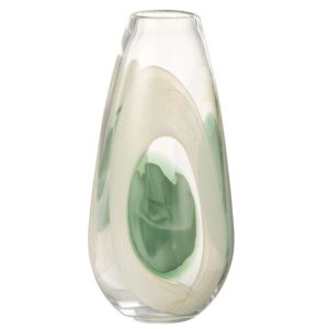 VASE LIVY GLASS GREEN/WHITE/TRANSPARENT LARGE