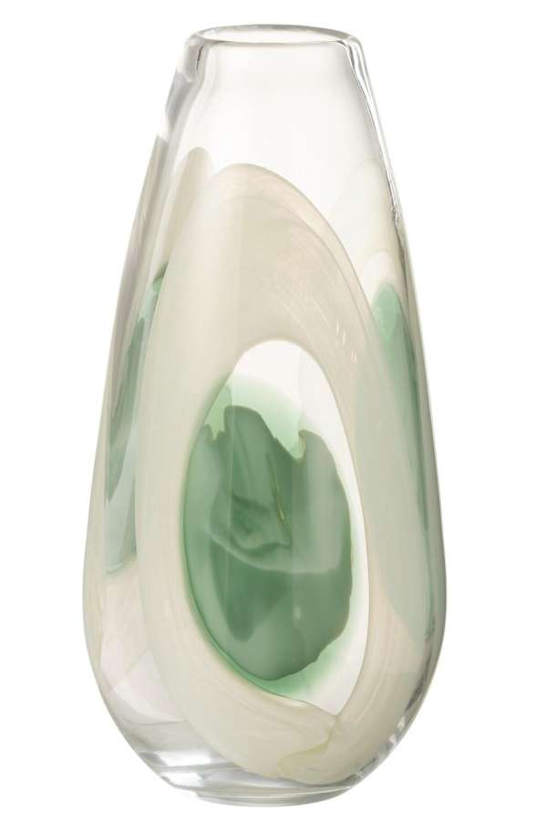 VASE LIVY GLASS GREEN/WHITE/TRANSPARENT LARGE