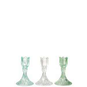 CANDLE HOLDER TULIP COLD GLASS MIX ASSORTMENT OF 3