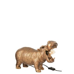 TABLE LAMP HIPPO POLYRESIN ANTIQUE COPPER