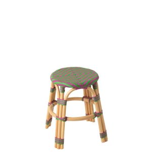 STOOL GEO RATTAN PINK/GREEN