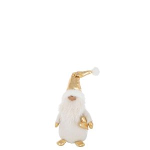 SANTA CLAUS GOLD HEART POLYESTER WHITE/GOLD COLORED SMALL