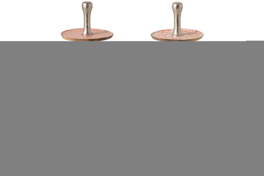 SET OF 2 SERVING STAND 3 LEVELS MANGO WOOD ORANGE/WHITE