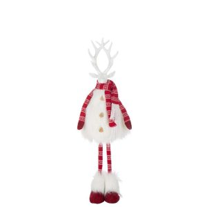 DEER FUR + SCARF POLYESTER WHITE/CHRISTMAS RED MEDIUM