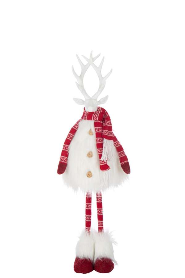 DEER FUR + SCARF POLYESTER WHITE/CHRISTMAS RED MEDIUM