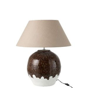 TABLE LAMP 2 PARTS ROUND CLAY WHITE/DARK BROWN