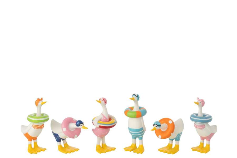 DUCK POLYRESIN MULTICOLORED SMALL ASSORTMENT OF 6
