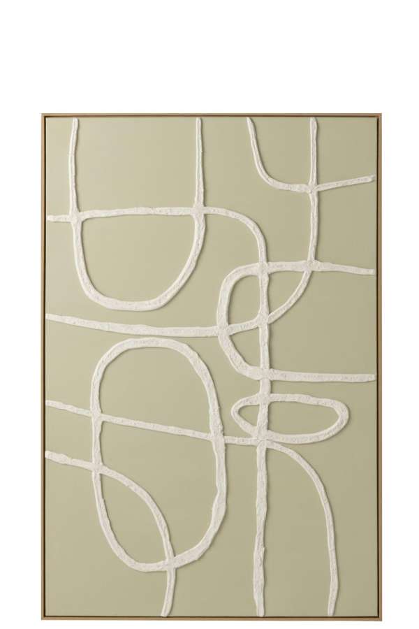 PAINTING ABSTRACT ACRYLIC WHITE/LIGHT GREEN