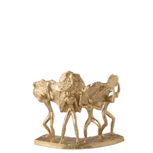 FIGURES CARRYING STONE RESIN GOLD