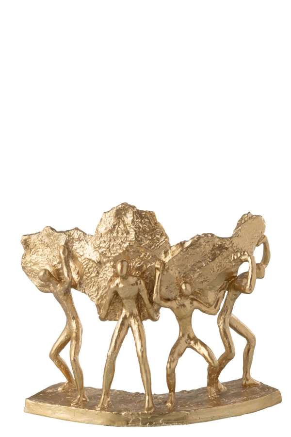 FIGURES CARRYING STONE RESIN GOLD