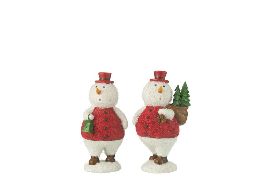 SNOWMAN TREE+LANTERN RESIN MIX MEDIUM ASSORTMENT OF 2