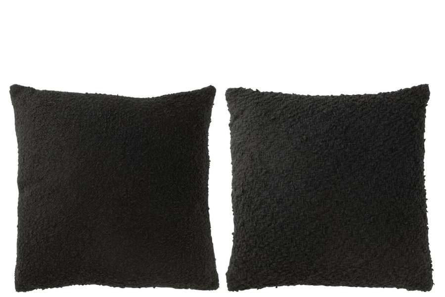 CUSHION SQUARE LOOSE/TIGHT WEAVING COTTON BLACK ASSORTMENT OF 2