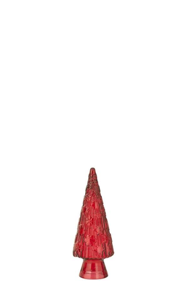 CHRISTMAS TREE CONE GLASS RED SMALL