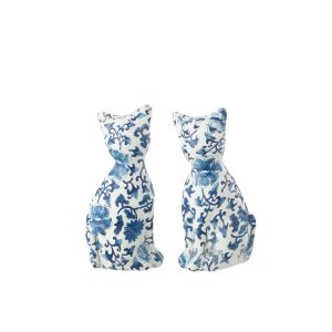 CAT PATTERNS POLYRESIN BLUE/WHITE LARGE ASSORTMENT OF 2