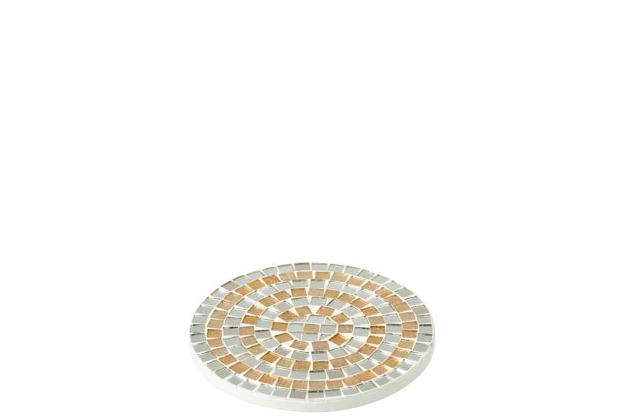 TRAY MOSAIC GLASS SILVER/GOLD SMALL