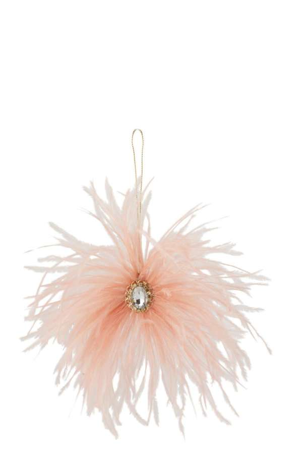 HANGER FEATHERS+STONE DARK SALMON