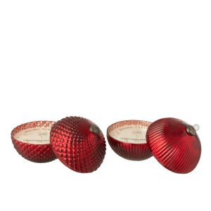 SCENTED CANDLE CHRISTMAS BAUBLE GLASS CHRISTMAS RED LARGE ASSORTMENT OF 2