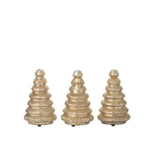 BOX OF 3 TREE LED RIBBED GLASS GOLD COLORED
