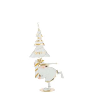SANTA CLAUS LED TREE IRON GOLD COLORED/WHITE SMALL