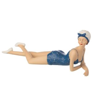 WOMAN SWIMSUIT + LYING POLYRESIN BLUE