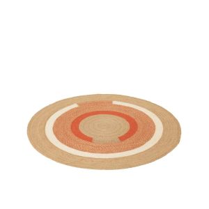 RUG ROUND GEOMETRIC JUTE NATURAL/DARK ORANGE MEDIUM