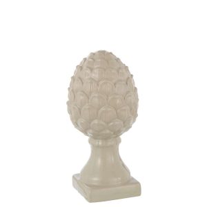PINECONE ON BASE SHINY PORCELAIN BEIGE LARGE
