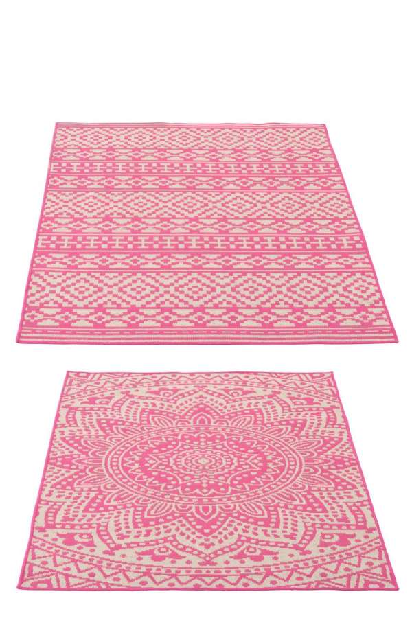 RUG OUTDOOR MOSAIC POLYPROPYLENE PINK/WHITE ASSORTMENT OF 2