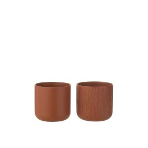 FLOWERPOT GEN CERAMIC BROWN MEDIUM ASSORTMENT OF 2