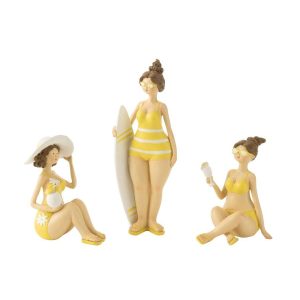 BEACH LADIES RESIN YELLOW ASSORTMENT OF 3