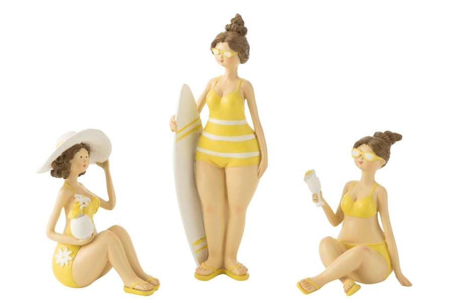 BEACH LADIES RESIN YELLOW ASSORTMENT OF 3