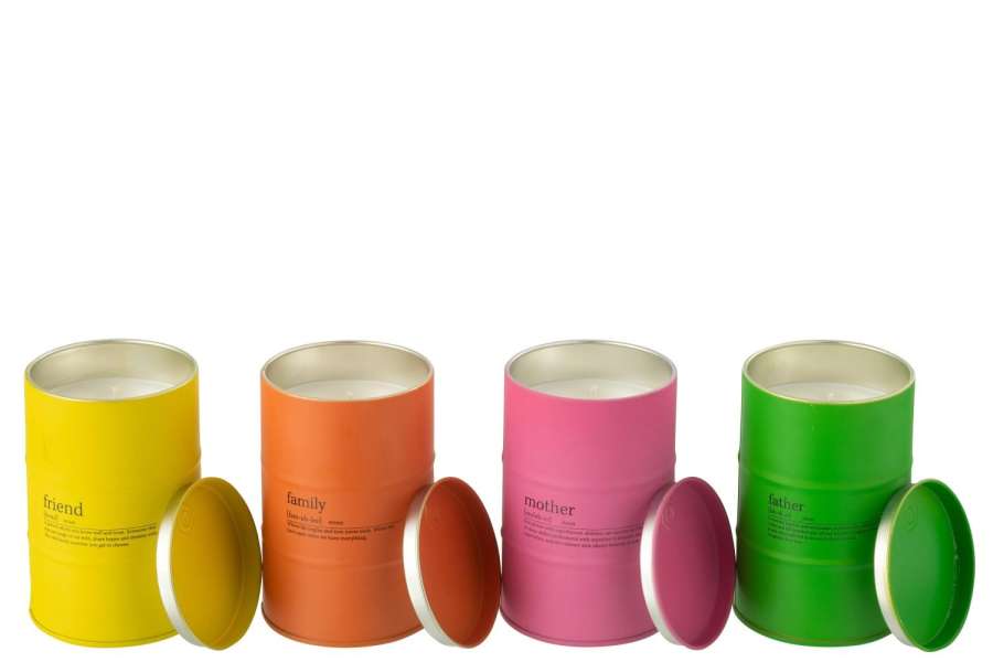 SCENTED CANDLE FAMILY QUOTE ENGLISH-FRENCH MIX-50H ASSORTMENT OF 4