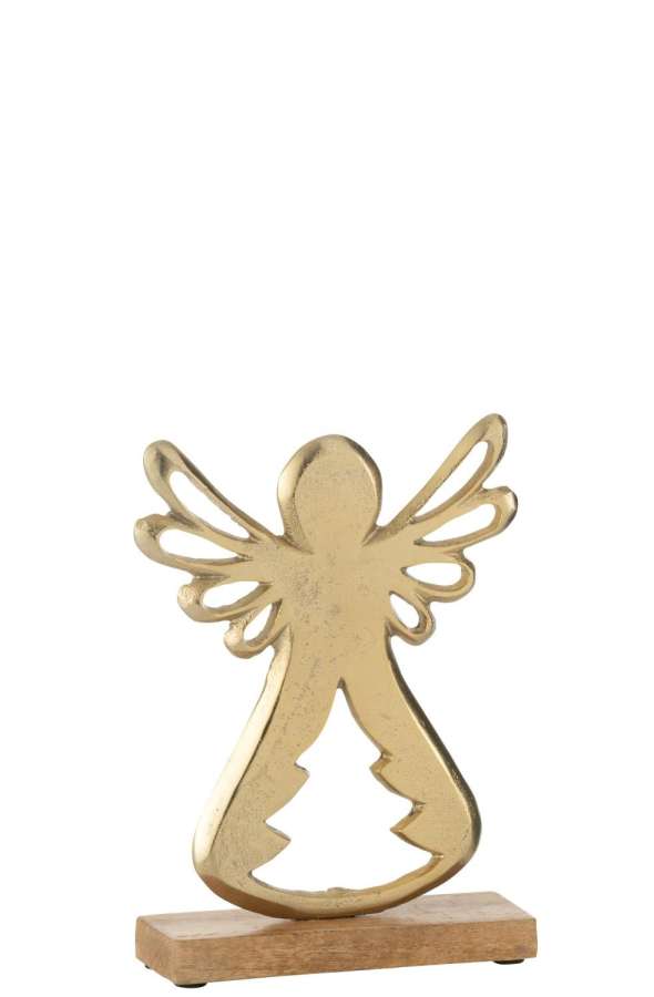 ANGEL ON BASE ALUMINIUM/WOOD GOLD LARGE