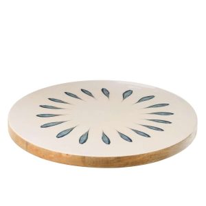 TURNING BOARD ROUND MANGO WOOD DARK BLUE/WHITE