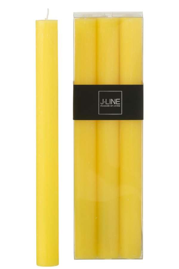 BOX OF 6 TABLE CANDLE YELLOW 9H