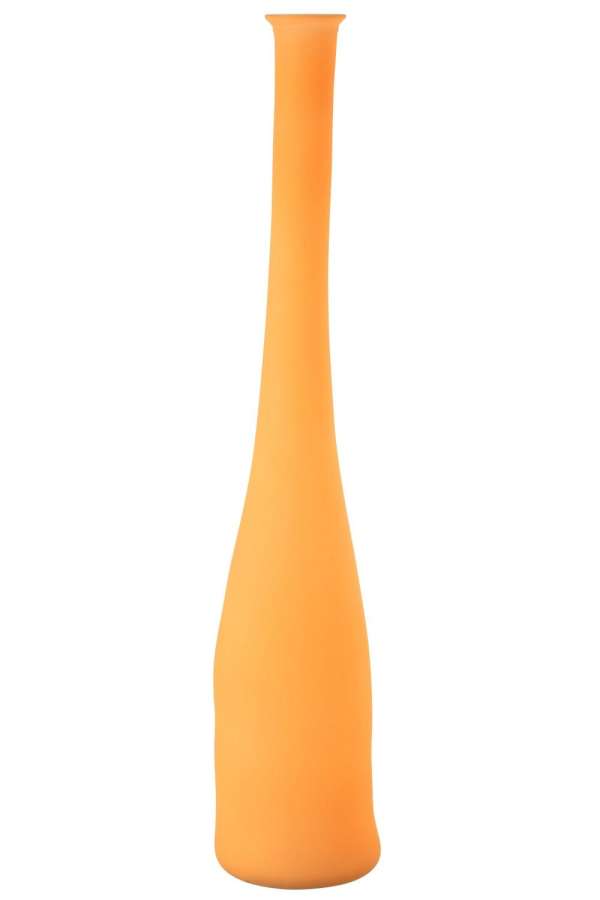 VASE BOTTLE GLASS NEON ORANGE LARGE