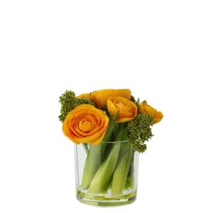 RANUNCULUS IN VASE FABRIC YELLOW/TRANSPARENT SMALL