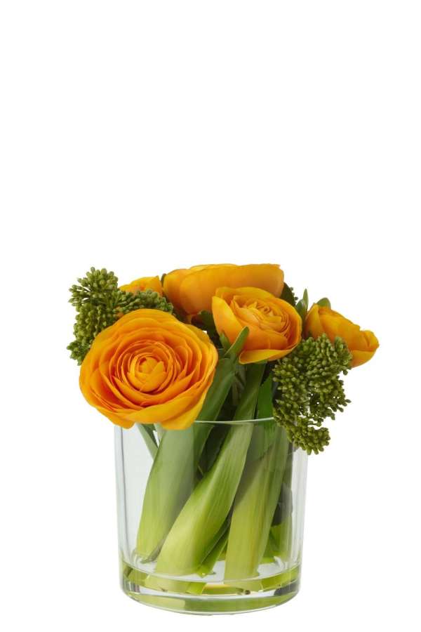 RANUNCULUS IN VASE FABRIC YELLOW/TRANSPARENT SMALL