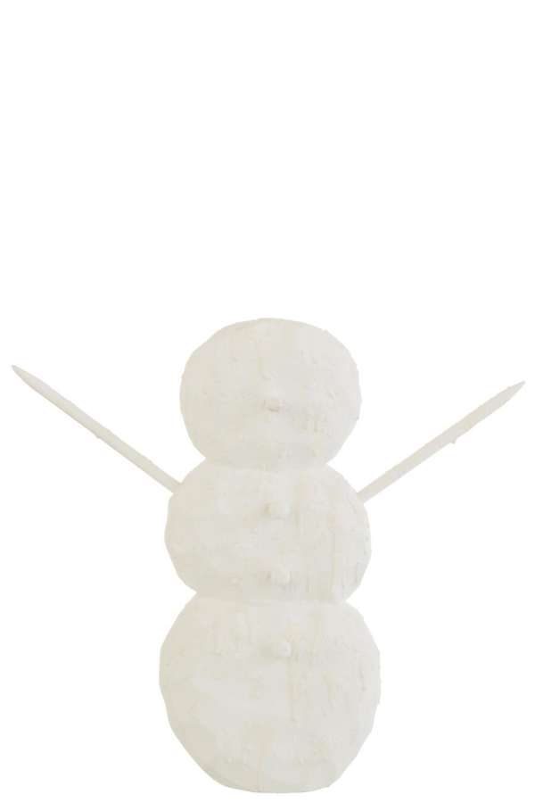 FIGURINE SNOWMAN WOOD WHITE