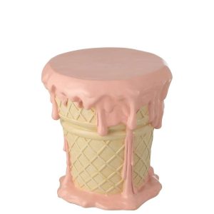 SIDE TABLE ICE CREAM POLYRESIN LIGHT PINK/BEIGE