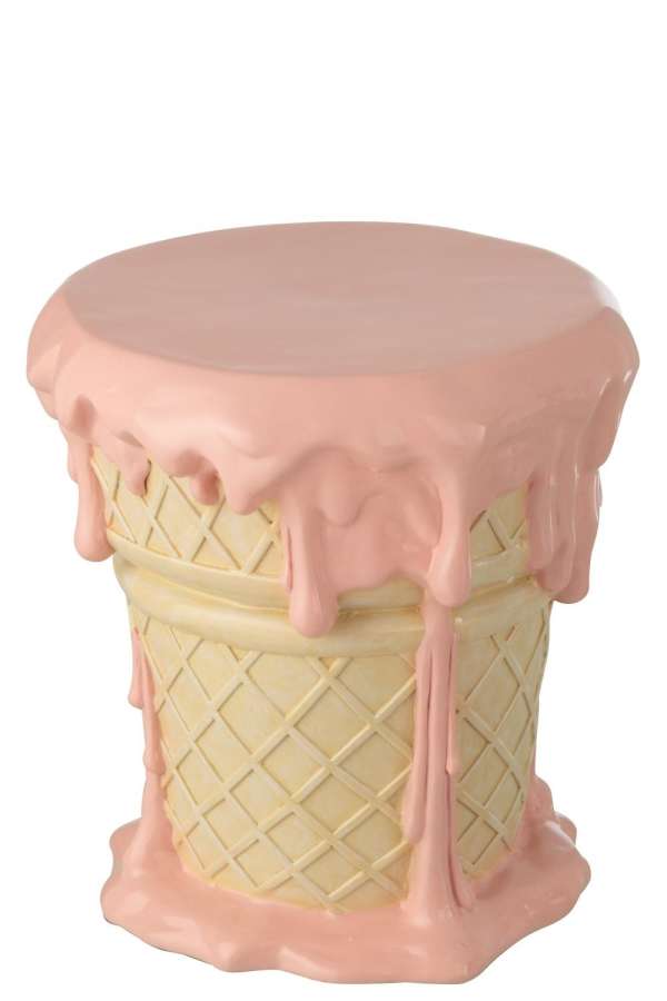SIDE TABLE ICE CREAM POLYRESIN LIGHT PINK/BEIGE