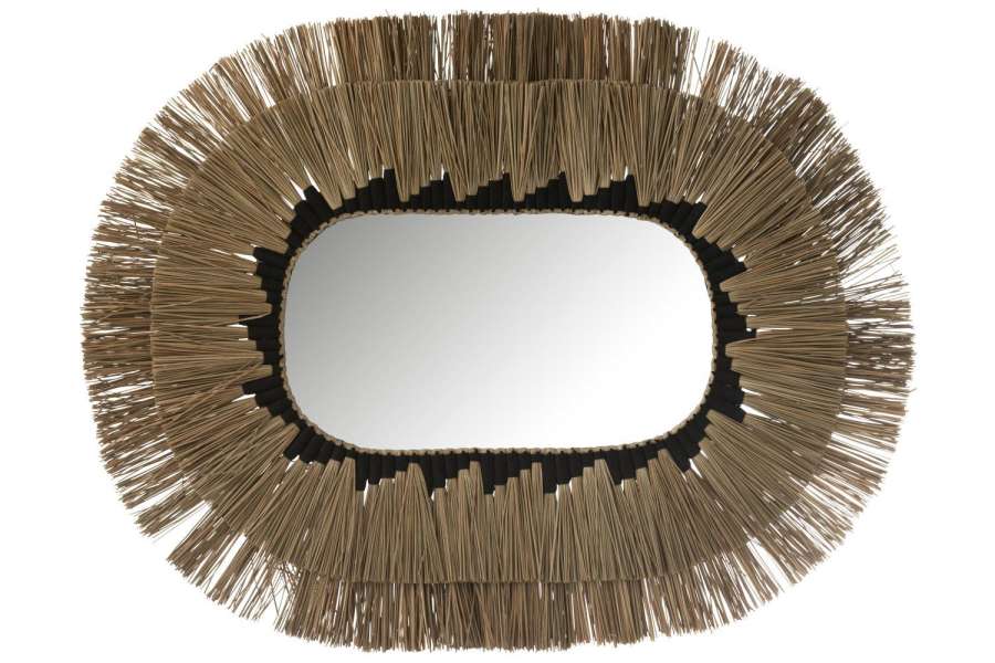 MIRROR OVAL PATTERN 2 LAYERS SEAGRASS NATURAL/BLACK